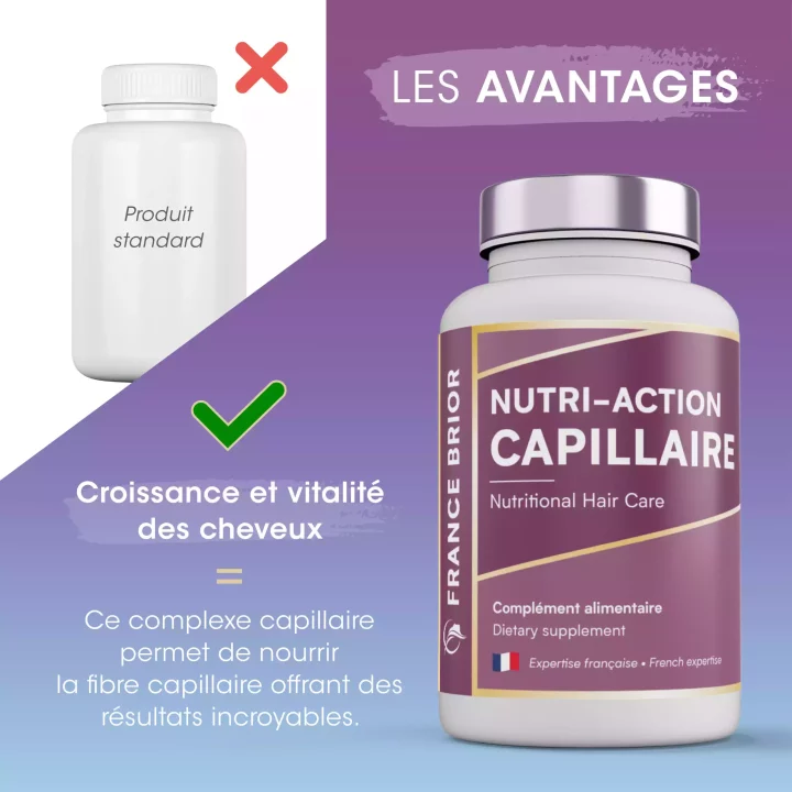 Avantages du complément alimentaire Nutri-action capillaire France Brior