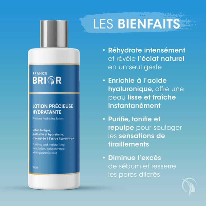 Bienfaits du cosmétique Lotion précieuse hydratante France Brior
