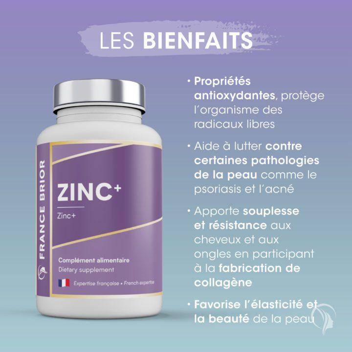 Bienfaits du complément alimentaire Zinc+ France Brior